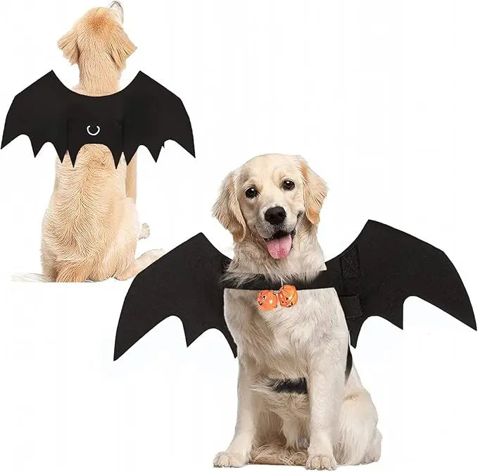 Dog Halloween Costumes Bat Wings Bell Style - DreammyDoggie