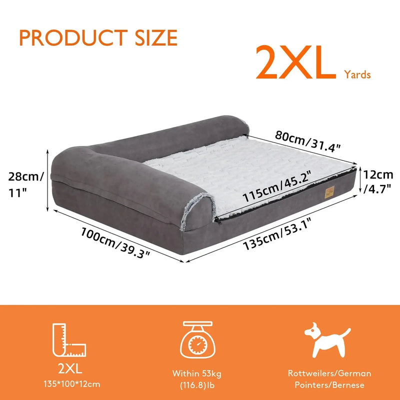 Ultimate Comfort Bolster Dog Bed for Extra Large Dogs - DreammyDoggie